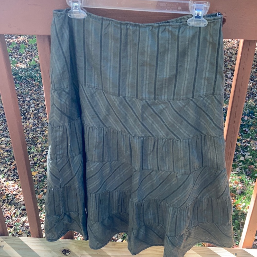 Eddie Bauer green cotton linen skirt